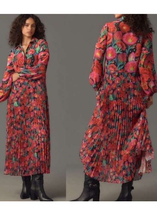 FARM Rio Dresses & Skirts - Farm Rio x Anthropologie | Pleated Drop-Waist Maxi Dress L